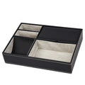Lowember Valet Tray — matte black leather catch-all, top view